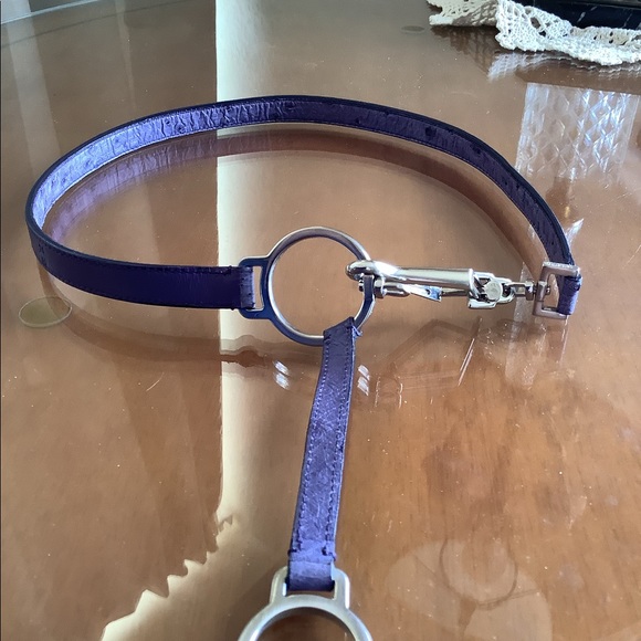 AUTHENTIC PRADA  PURPLE OSTRICH LEATHER  BELT - Picture 1 of 15